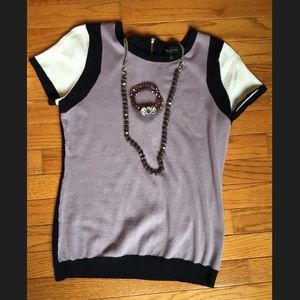 Limited short sleeve sweater w/ exposed zipper - M